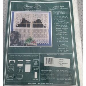 Vtg Heritage Lace Curtains CAMEO ROSE 60x24 Festoon Valance White NOS SEALED USA